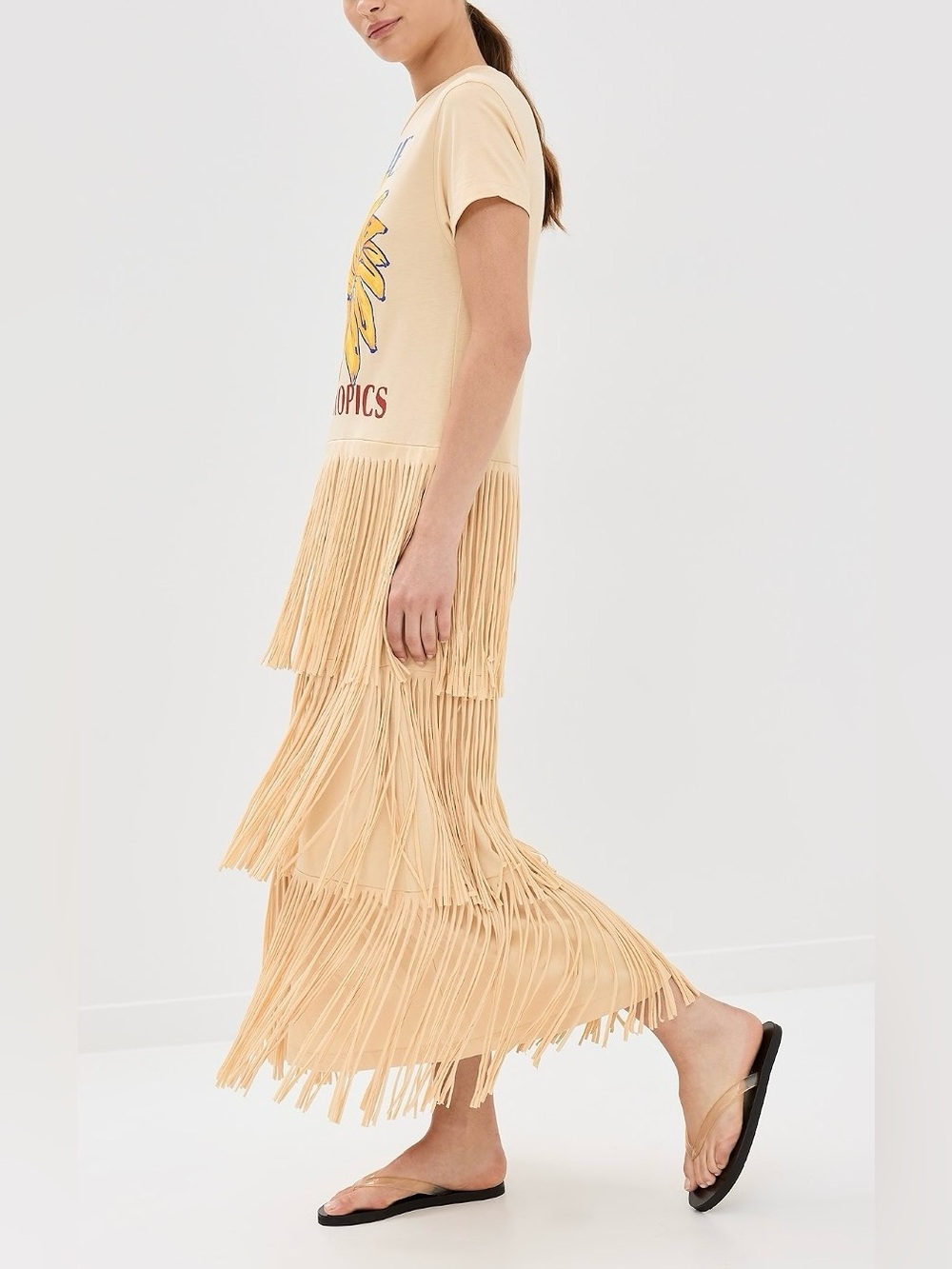Farm Rio Summer In The Tropics Fringe Maxi Dress Banana Blossom Resort Size M - Picture 7 of 9
